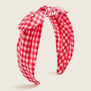 New! J. Crew Crewcuts Girl’s Red Gingham Bow Tie Headband